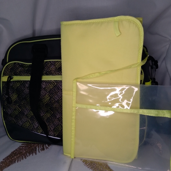 Carters neon yellow and gray diaper bag - Picture 5 of 9